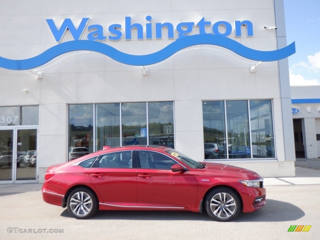 2019 Accord EX-L Hybrid Sedan - Radiant Red Metallic / Ivory photo #2