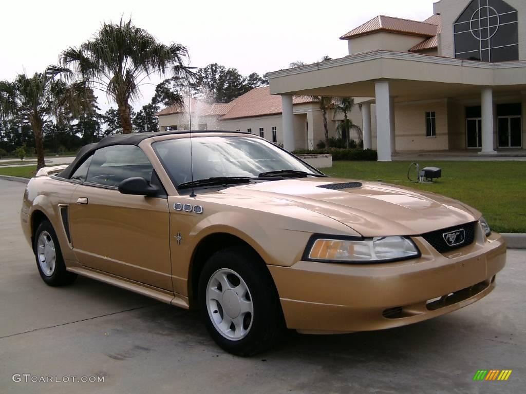 2000 Mustang V6 Convertible - Sunburst Gold Metallic / Dark Charcoal photo #1