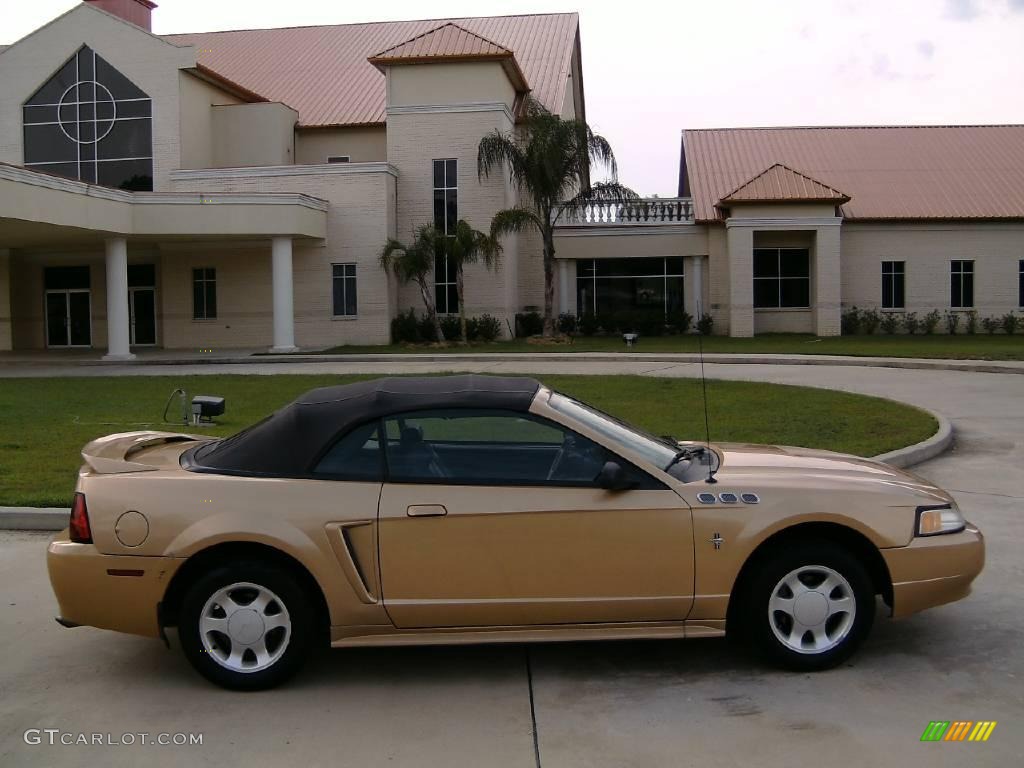 2000 Mustang V6 Convertible - Sunburst Gold Metallic / Dark Charcoal photo #2