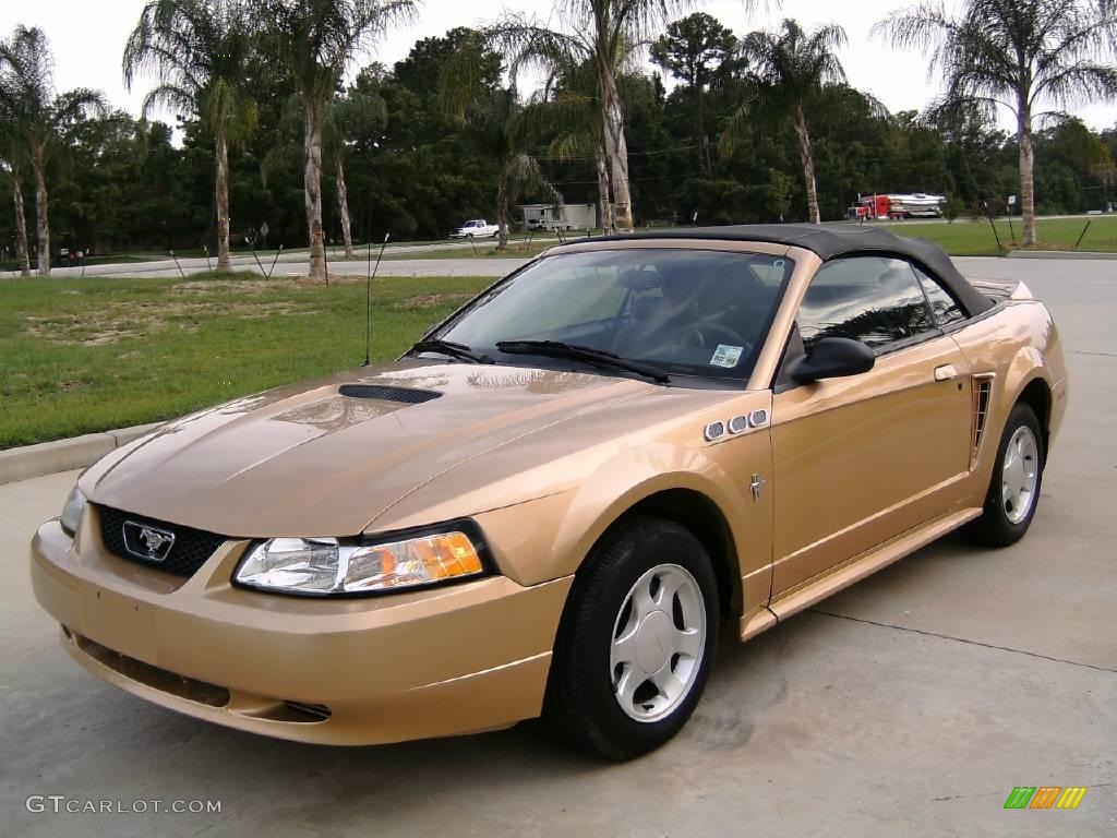 2000 Mustang V6 Convertible - Sunburst Gold Metallic / Dark Charcoal photo #10