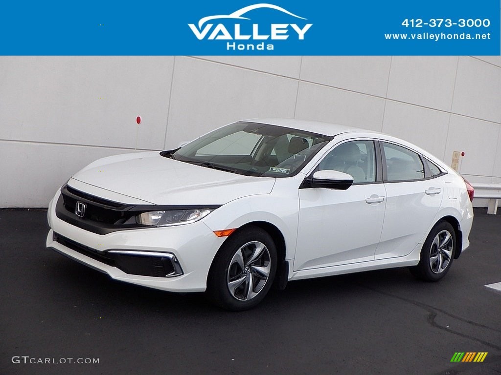 2020 Civic LX Sedan - Platinum White Pearl / Ivory photo #1