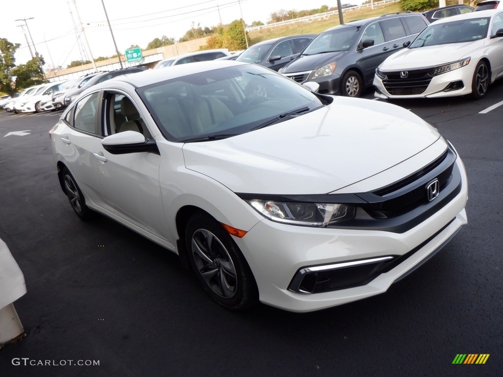 2020 Civic LX Sedan - Platinum White Pearl / Ivory photo #3