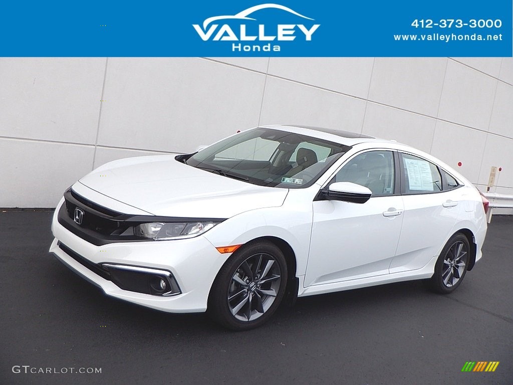 2021 Civic EX Sedan - Platinum White Pearl / Ivory photo #1