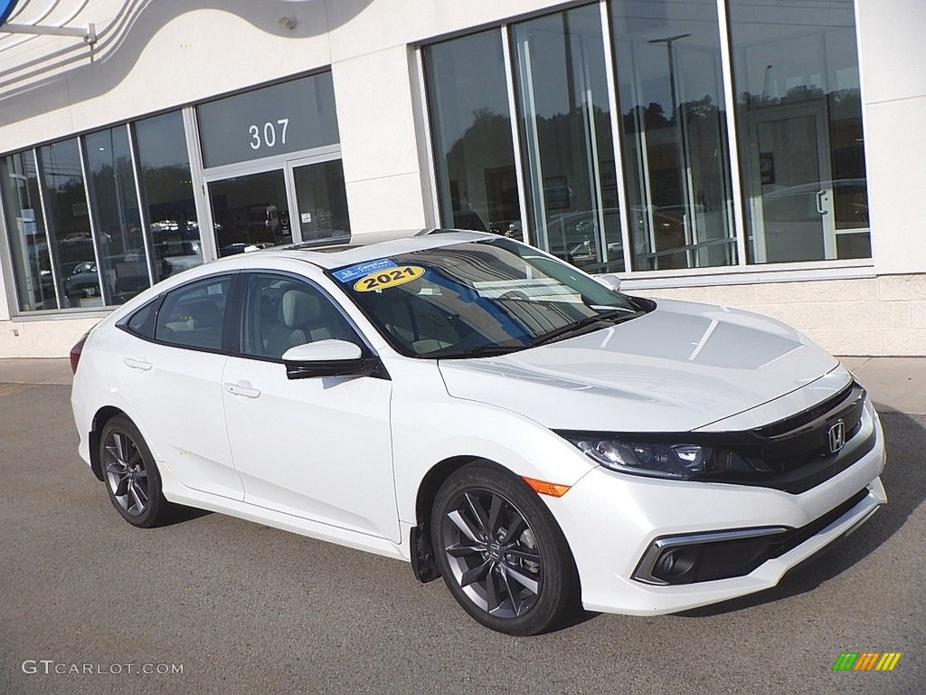 2021 Civic EX Sedan - Platinum White Pearl / Ivory photo #1