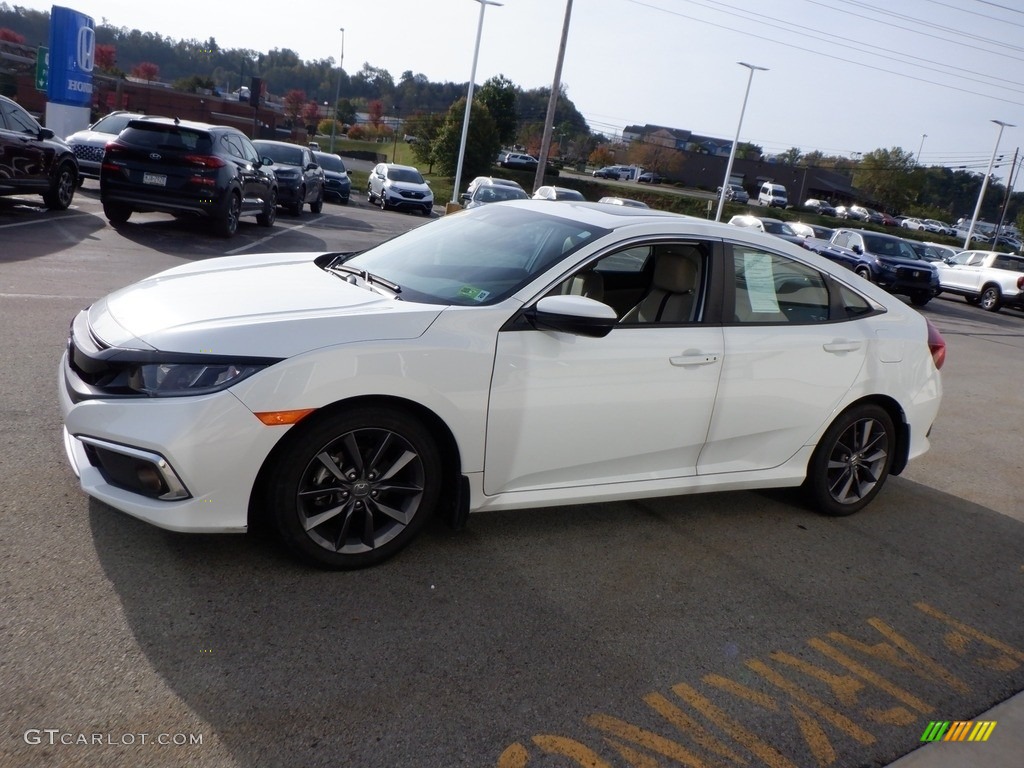 Platinum White Pearl 2021 Honda Civic EX Sedan Exterior Photo #146622015