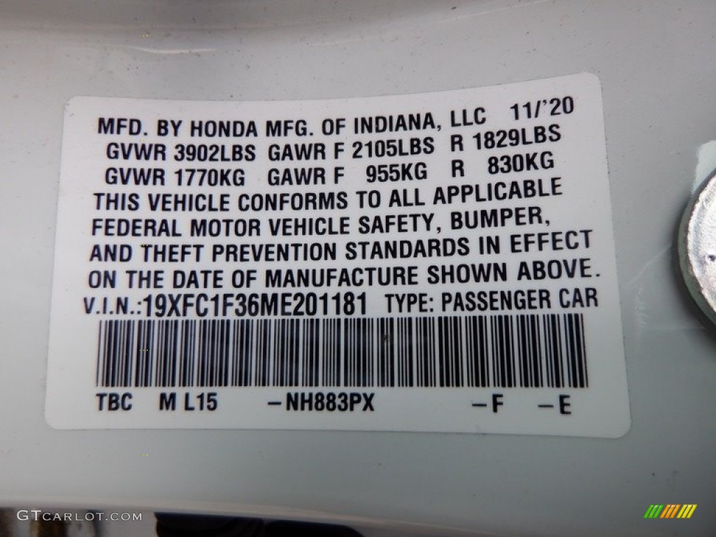 2021 Honda Civic EX Sedan Color Code Photos