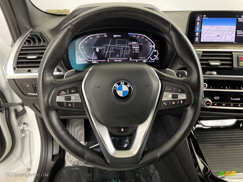 2020 BMW X3 xDrive30e Mocha Steering Wheel Photo #146624214