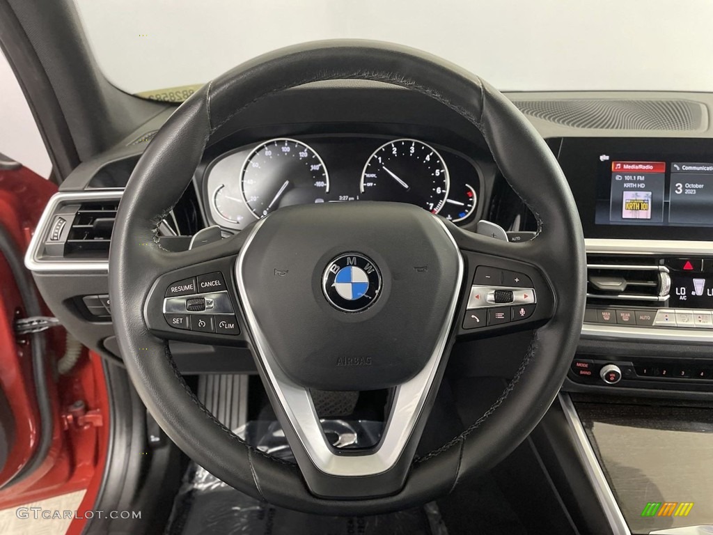 2020 BMW 3 Series 330i Sedan Black Steering Wheel Photo #146626000