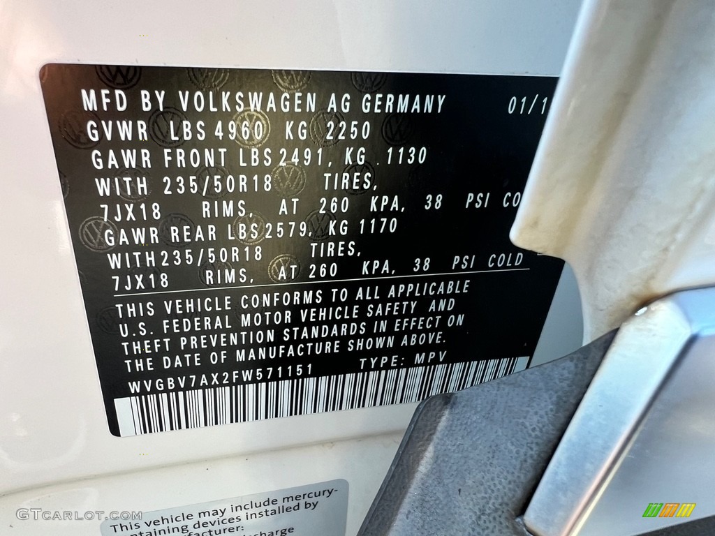 2015 Tiguan SEL 4Motion - Pure White / Charcoal photo #29