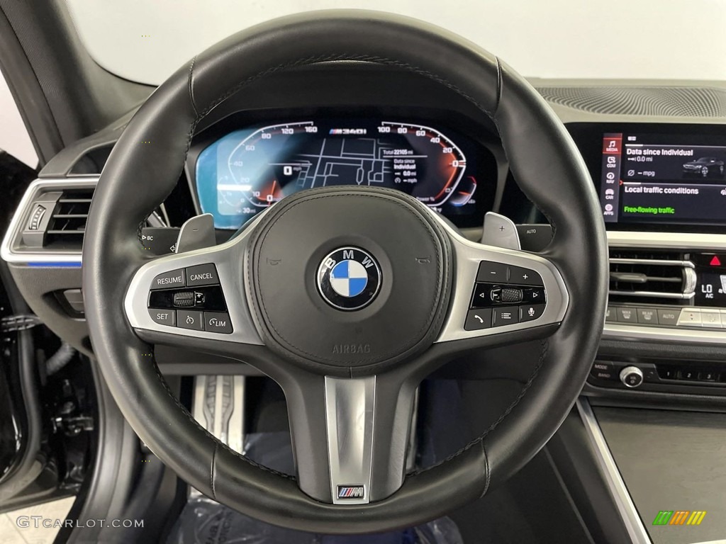 2022 BMW 3 Series M340i Sedan Tacora Red Steering Wheel Photo #146626870