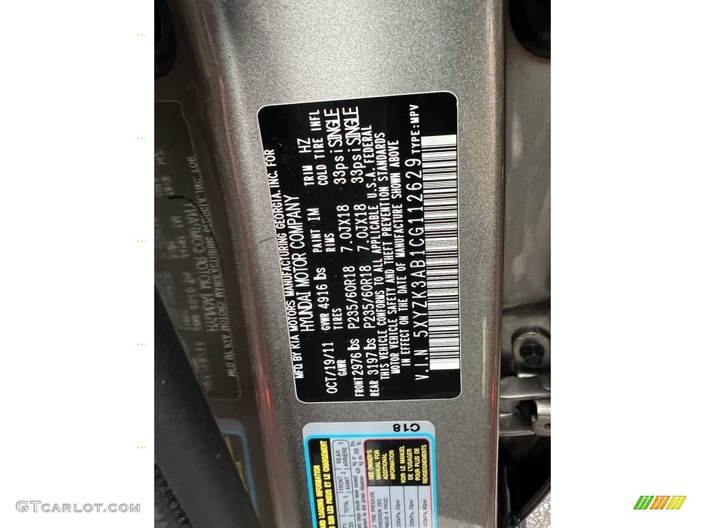 2012 Santa Fe Color Code IM for Mineral Gray Photo #146629027