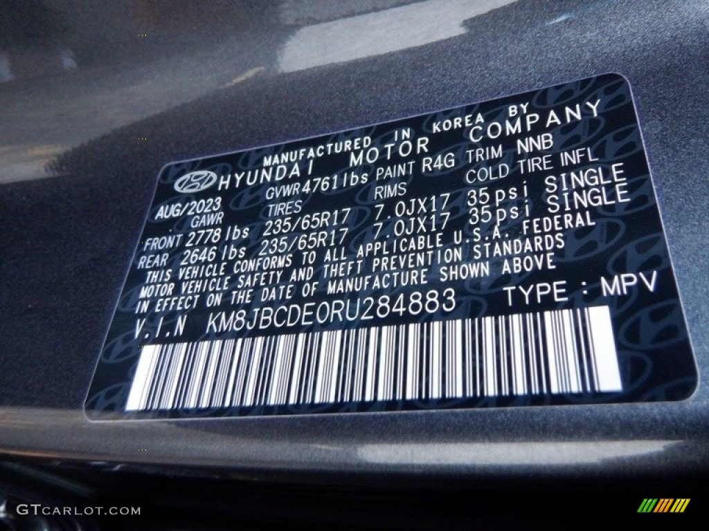 2024 Tucson Color Code R4G for Titan Gray Photo #146629126