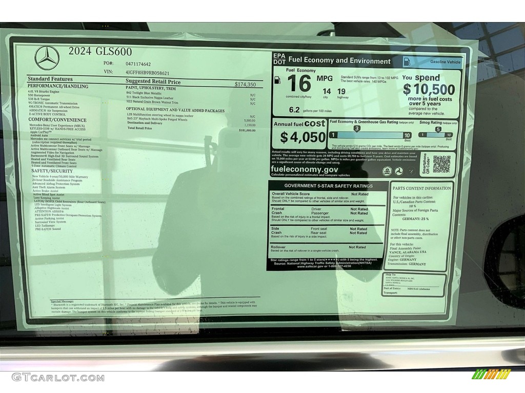 2024 Mercedes-Benz GLS Maybach 600 4Matic Window Sticker Photos