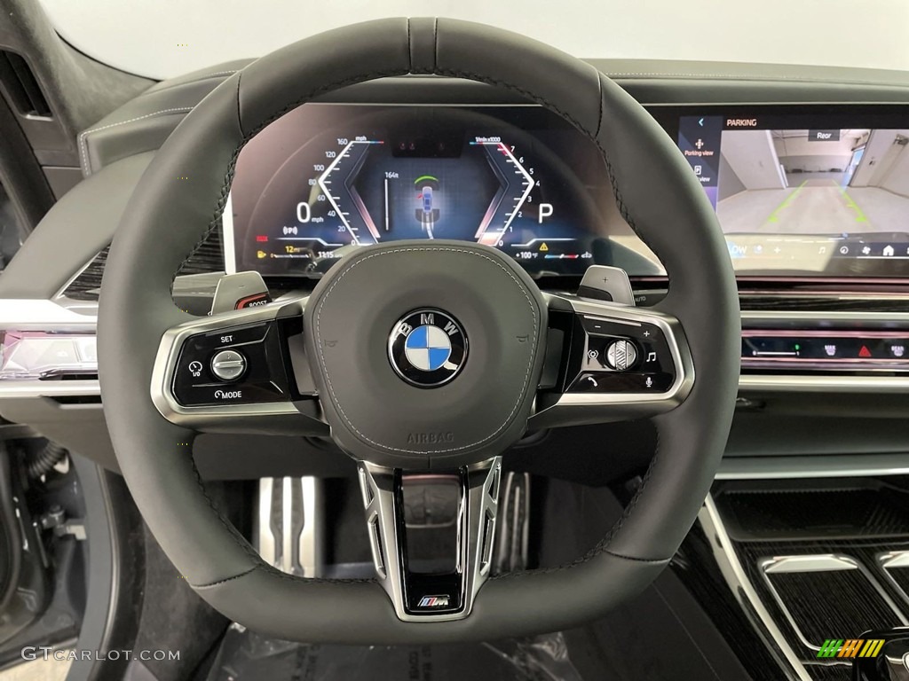 2024 BMW 7 Series 740i Sedan Black Steering Wheel Photo #146630922
