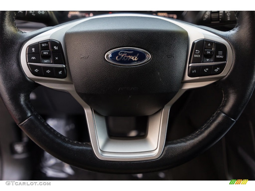 2021 Ford Explorer XLT Ebony Steering Wheel Photo #146632600