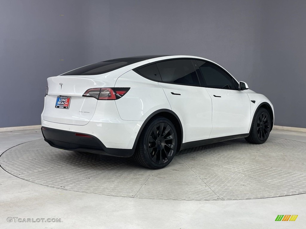 2021 Model Y Long Range AWD - Pearl White Multi-Coat / Black/White photo #5