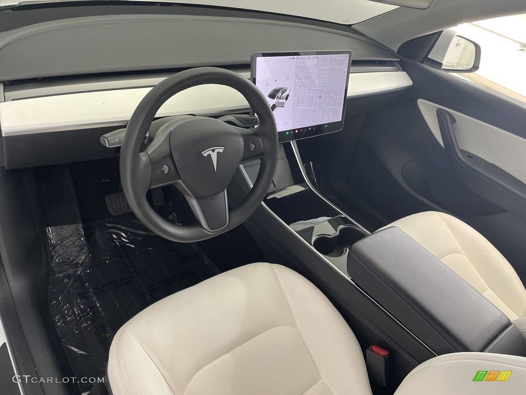 2021 Model Y Long Range AWD - Pearl White Multi-Coat / Black/White photo #16