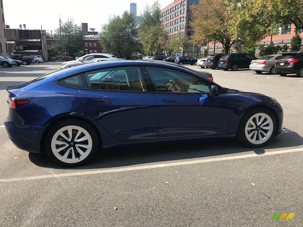2021 Model 3 Standard Range Plus - Deep Blue Metallic / Black photo #1