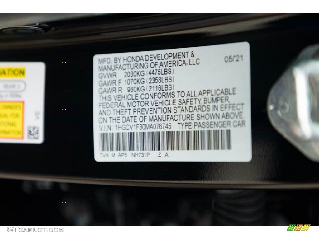 2021 Honda Accord Sport Color Code Photos