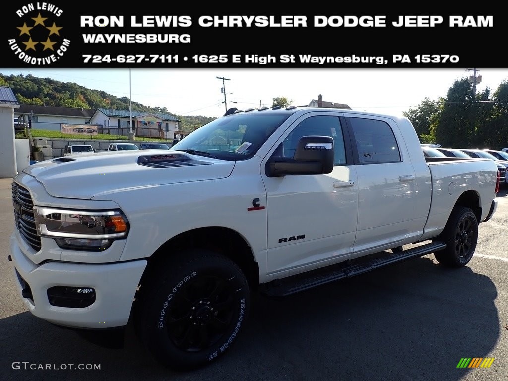 2024 3500 Laramie Night Edition Mega Cab 4x4 - Pearl White / Black photo #1