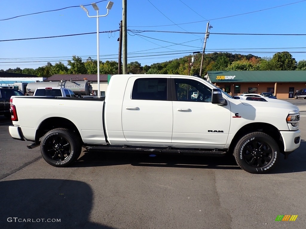 Pearl White 2024 Ram 3500 Laramie Night Edition Mega Cab 4x4 Exterior Photo #146636656