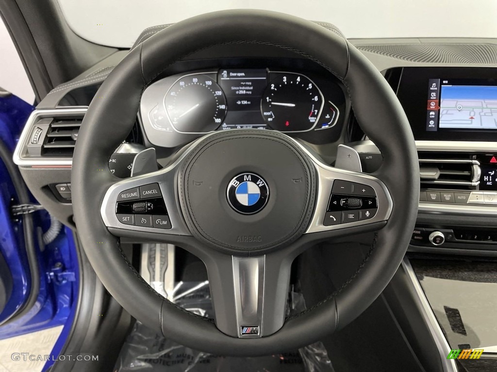2021 BMW 3 Series 330i Sedan Black Steering Wheel Photo #146636818