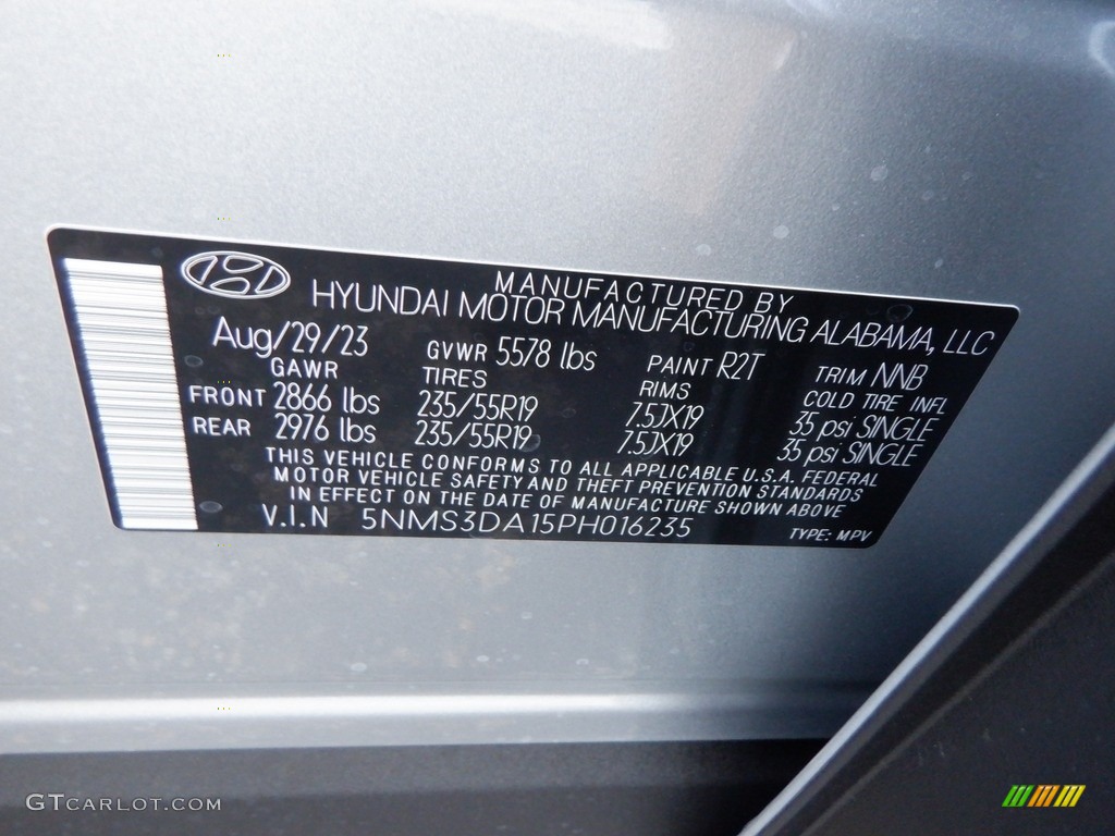 2023 Hyundai Santa Fe Hybrid SEL Premium AWD Color Code Photos