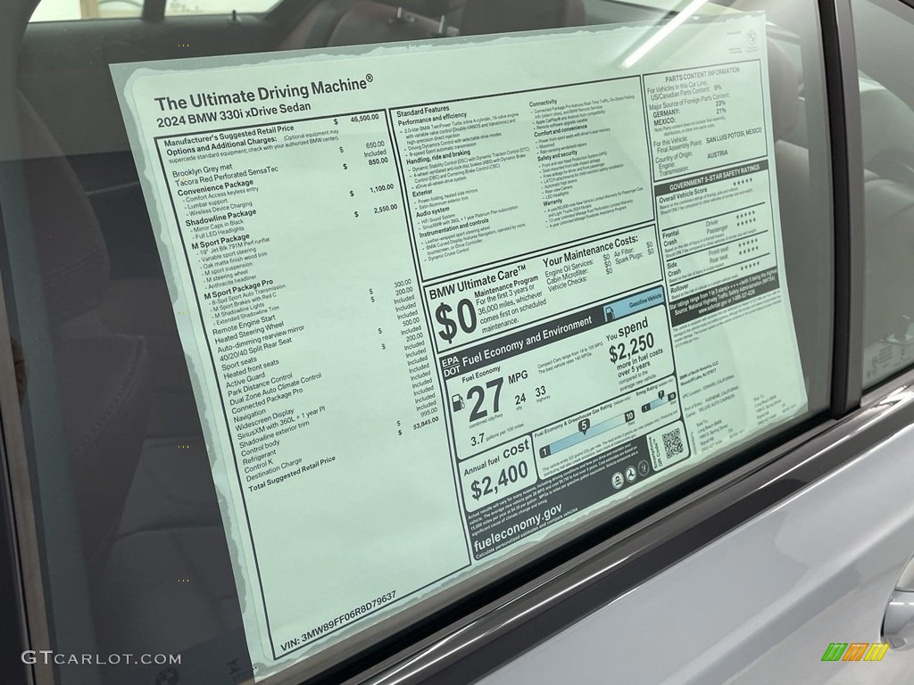 2024 BMW 3 Series 330i xDrive Sedan Window Sticker Photo #146640847