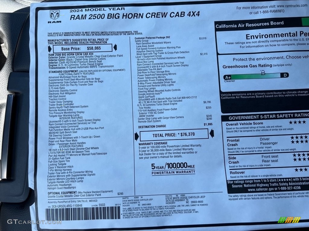 2024 2500 Tradesman Crew Cab 4x4 - Granite Crystal Metallic / Diesel Gray/Black photo #28