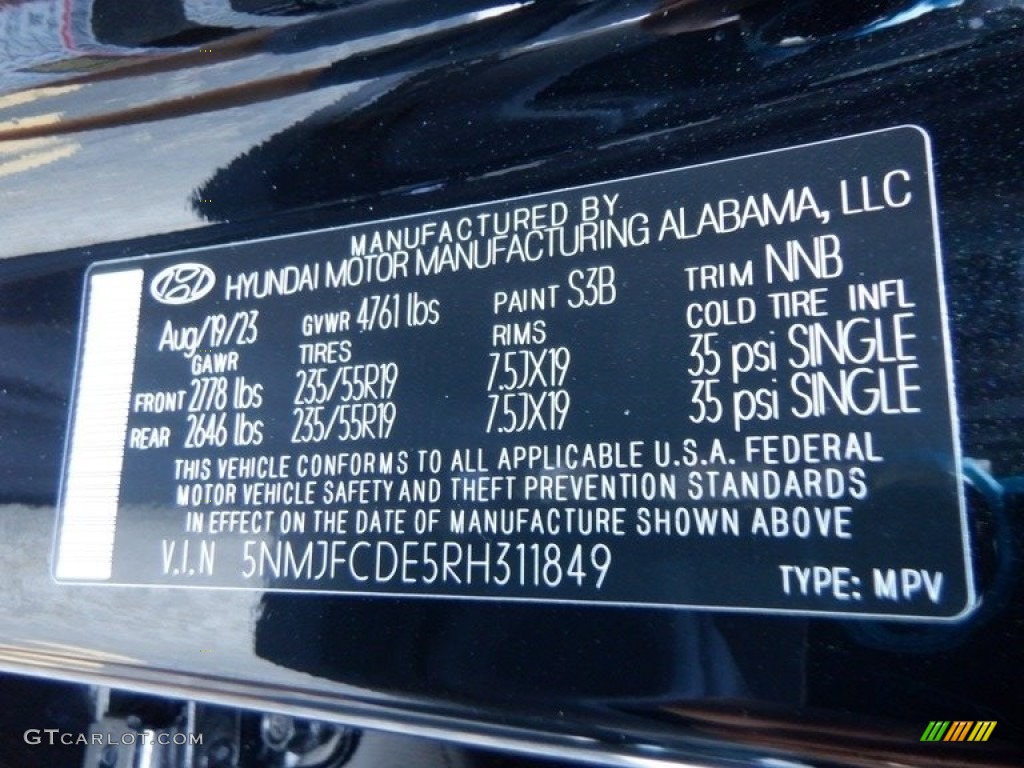 2024 Tucson Color Code S3B for Phantom Black Photo #146642149