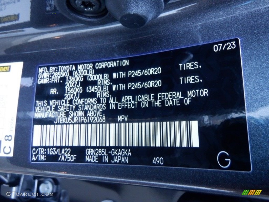 2023 4Runner Color Code 1G3 for Magnetic Gray Metallic Photo #146642503