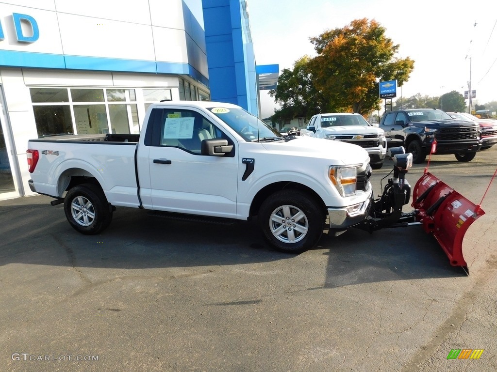 Oxford White 2021 Ford F150 XL Regular Cab 4x4 Plow Truck Exterior Photo #146643961