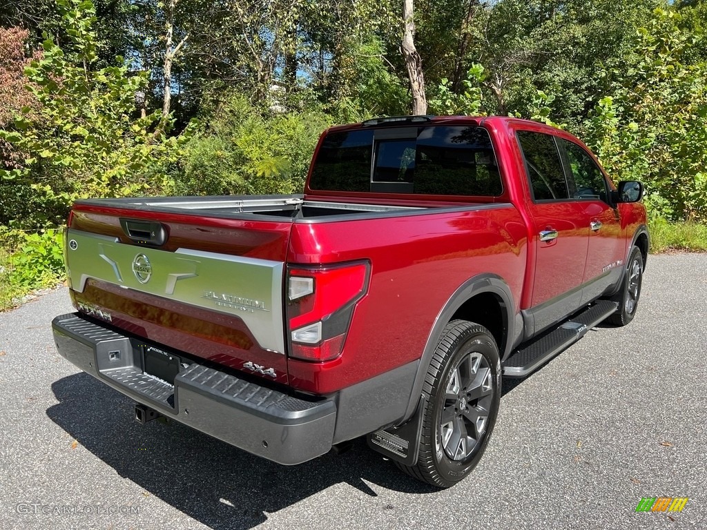 Red Metallic 2020 Nissan Titan Platinum Reserve Crew Cab 4x4 Exterior Photo #146645600