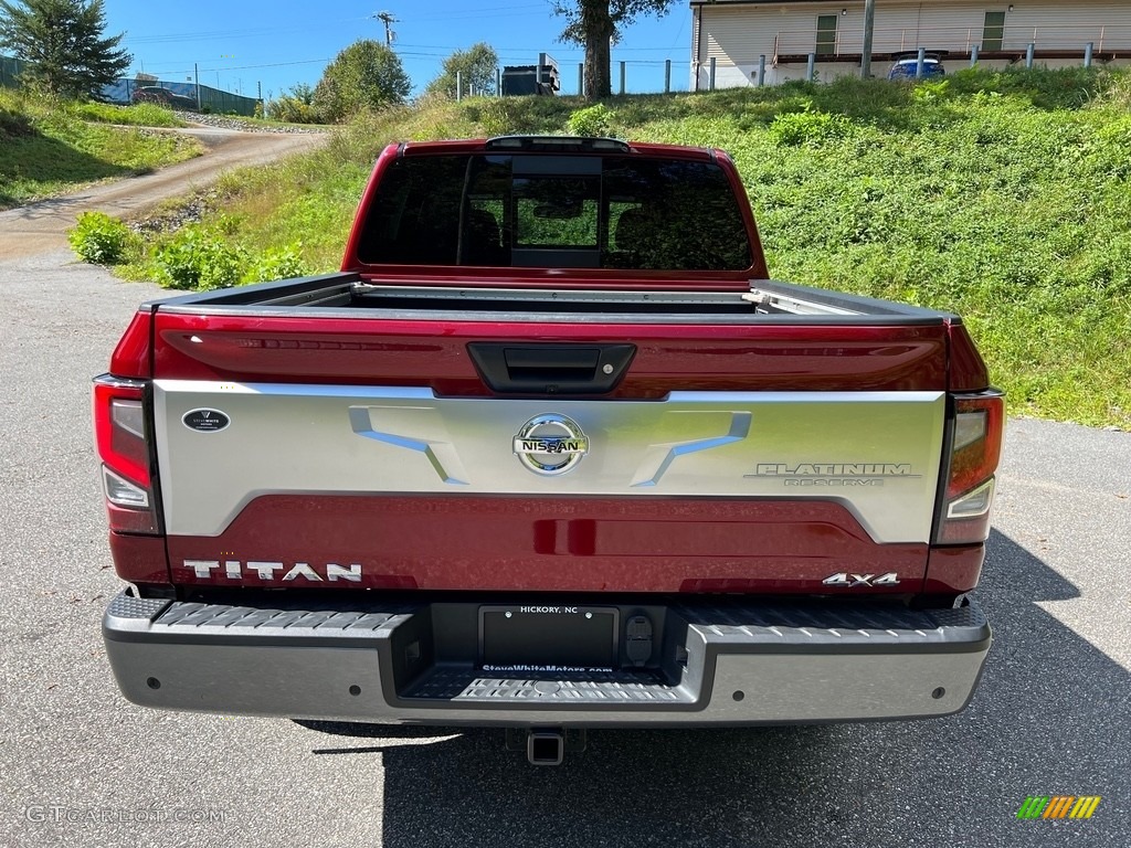 Red Metallic 2020 Nissan Titan Platinum Reserve Crew Cab 4x4 Exterior Photo #146645621