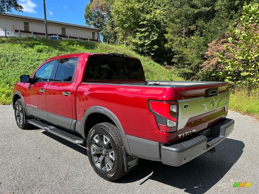 Red Metallic 2020 Nissan Titan Platinum Reserve Crew Cab 4x4 Exterior Photo #146645669