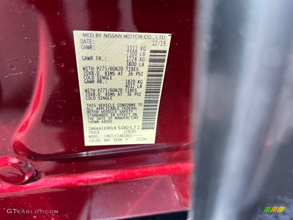 2020 Nissan Titan Platinum Reserve Crew Cab 4x4 Color Code Photos