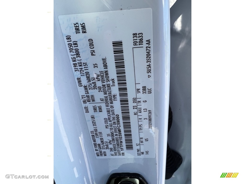 2021 Ford F150 XLT SuperCrew 4x4 Color Code Photos