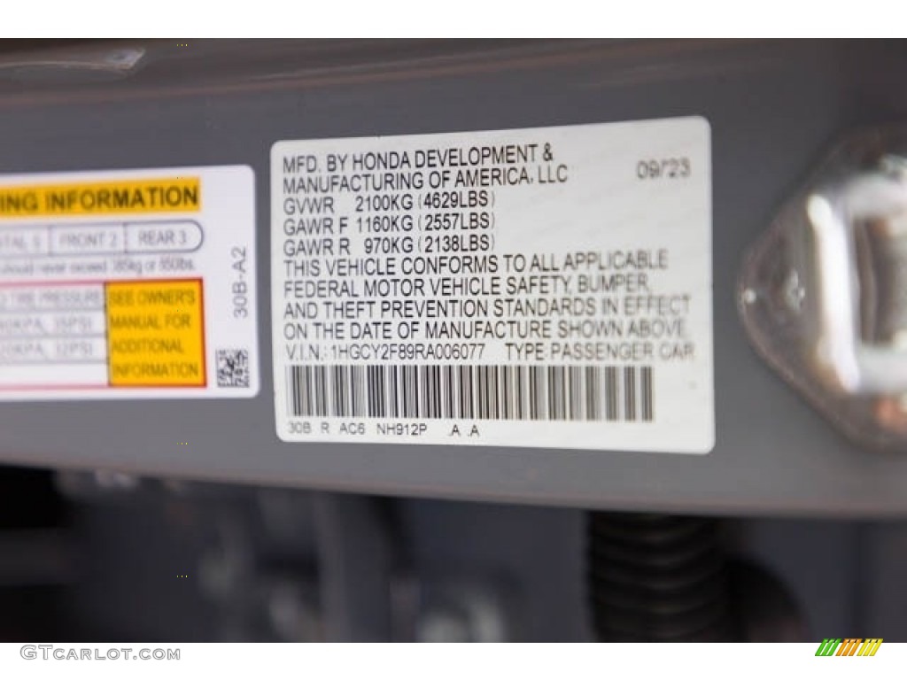 2024 Accord Color Code NH912P for Urban Gray Pearl Photo #146647055