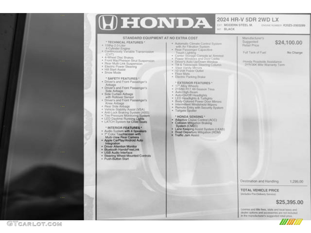 2024 Honda HR-V LX Window Sticker Photos