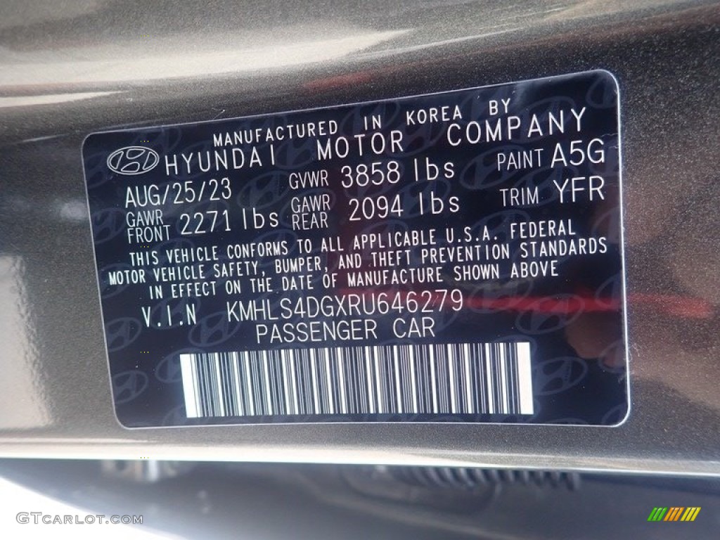 2024 Elantra Color Code A5G for Amazon Gray Photo #146651214