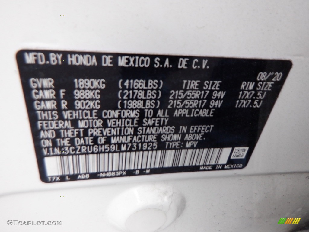 2020 HR-V EX AWD - Platinum White Pearl / Black photo #29