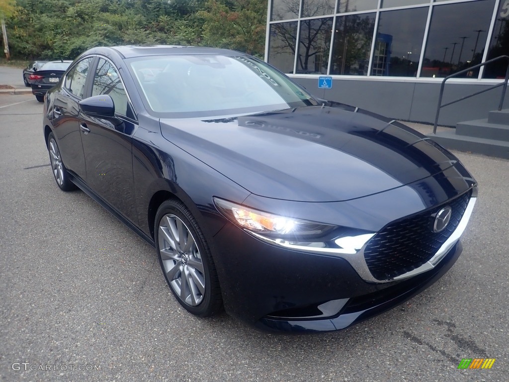 2023 Mazda3 2.5 S Preferred Sedan - Deep Crystal Blue Mica / Greige photo #8