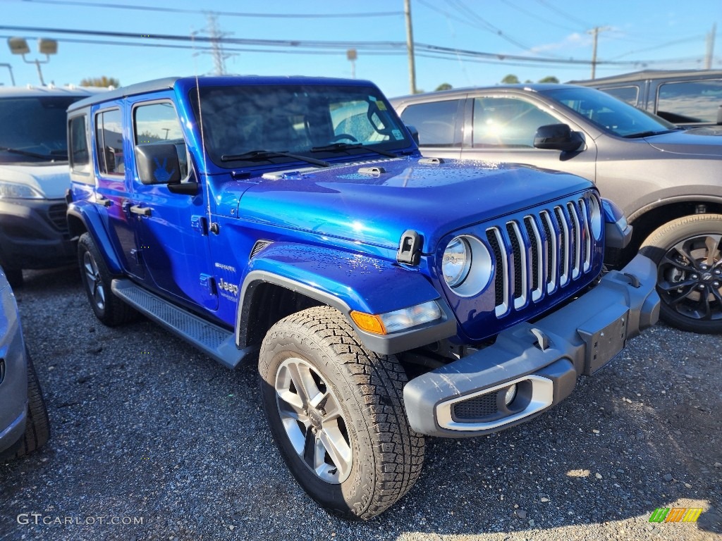 2020 Wrangler Unlimited Sahara 4x4 - Ocean Blue Metallic / Black photo #3