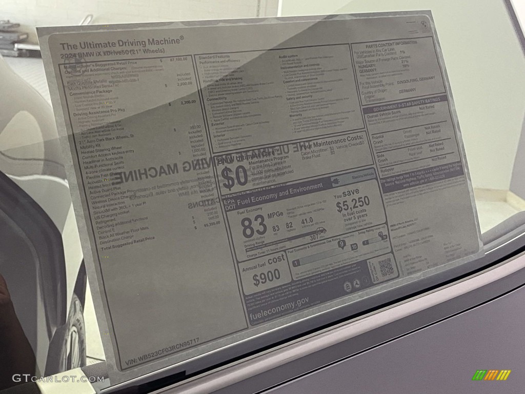 2024 BMW iX xDrive50 Window Sticker Photo #146655162