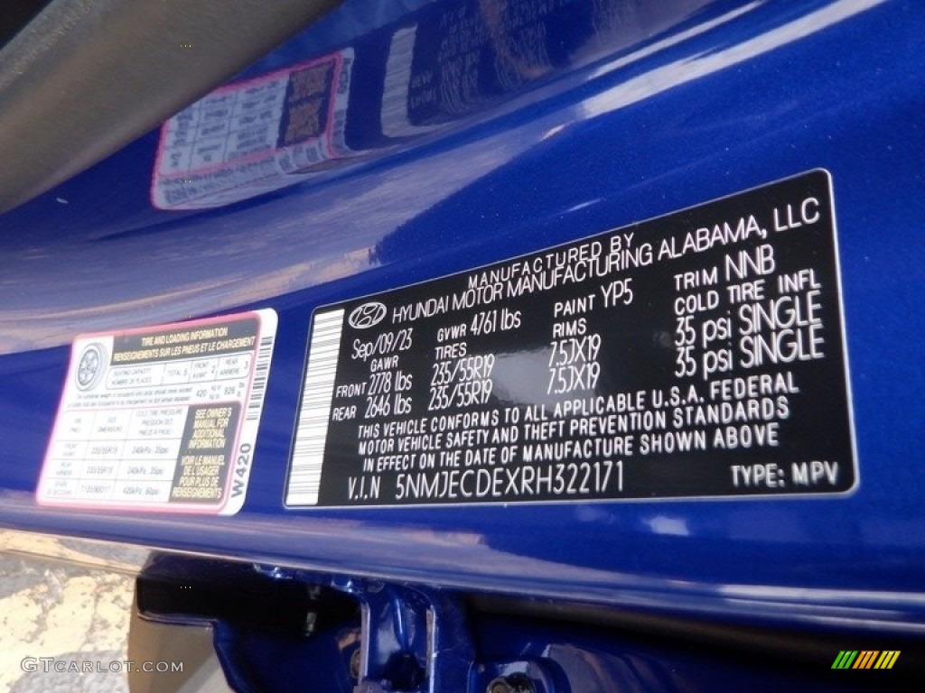 2024 Tucson Color Code YP5 for Intense Blue Photo #146655676