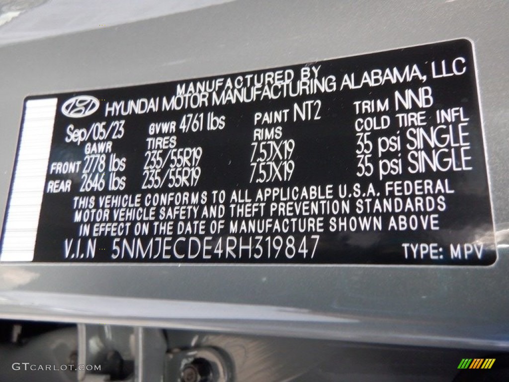 2024 Tucson Color Code NT2 for Hampton Gray Photo #146656491