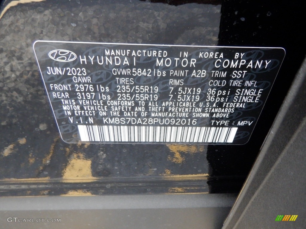2023 Santa Fe Hybrid Color Code A2B for Twilight Black Photo #146657276