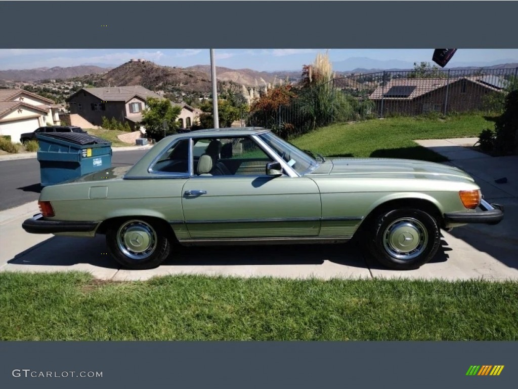 1977 SL Class 450 SL roadster - Silver Green Metallic / Parchment photo #7