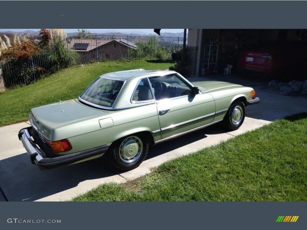 1977 SL Class 450 SL roadster - Silver Green Metallic / Parchment photo #9