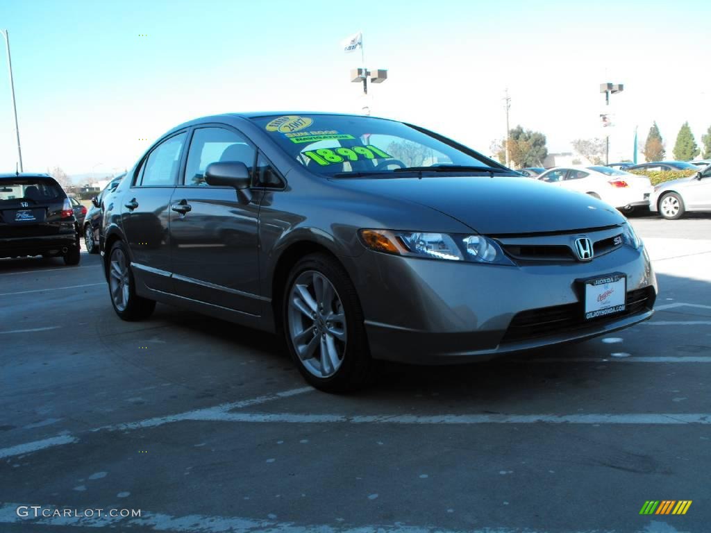 2007 Civic Si Sedan - Galaxy Gray Metallic / Black photo #3